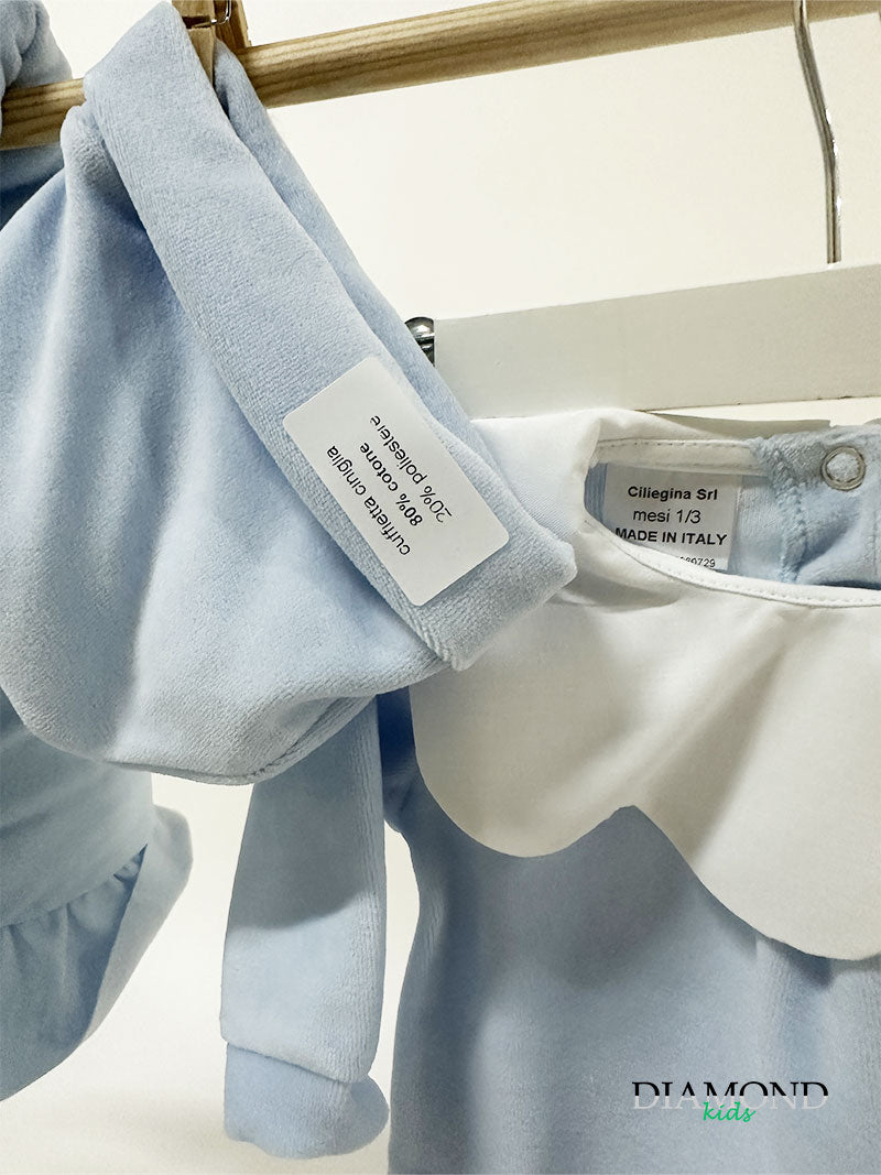 Corredino Neonato Ciniglia azzurro