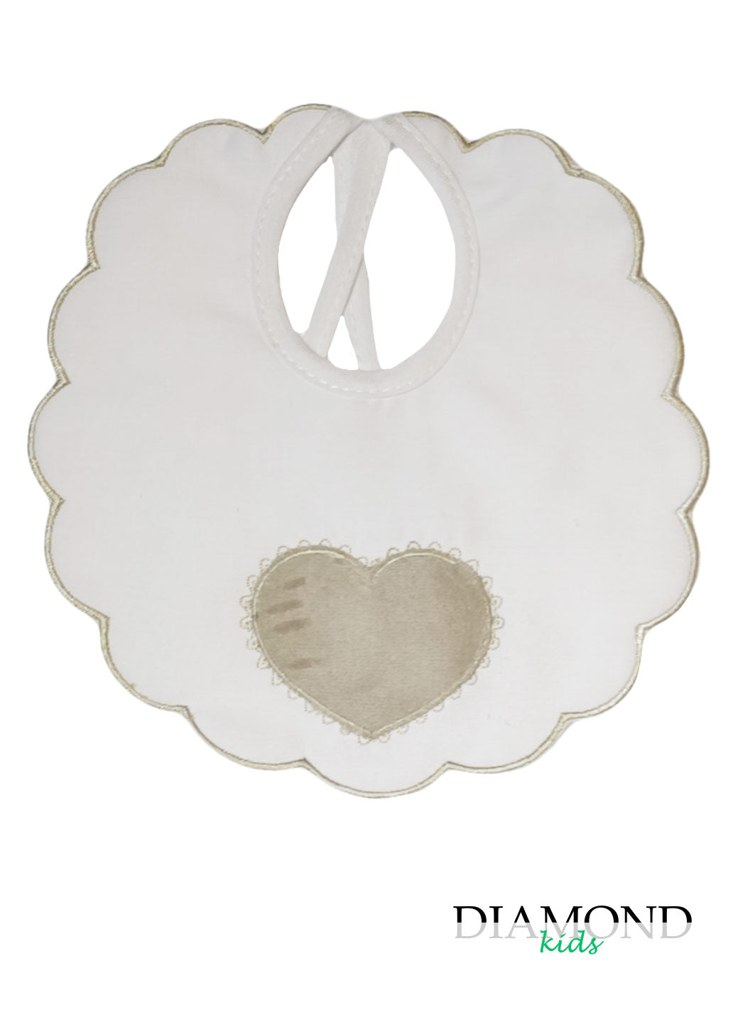 Bavetta Neonato Cuore beige