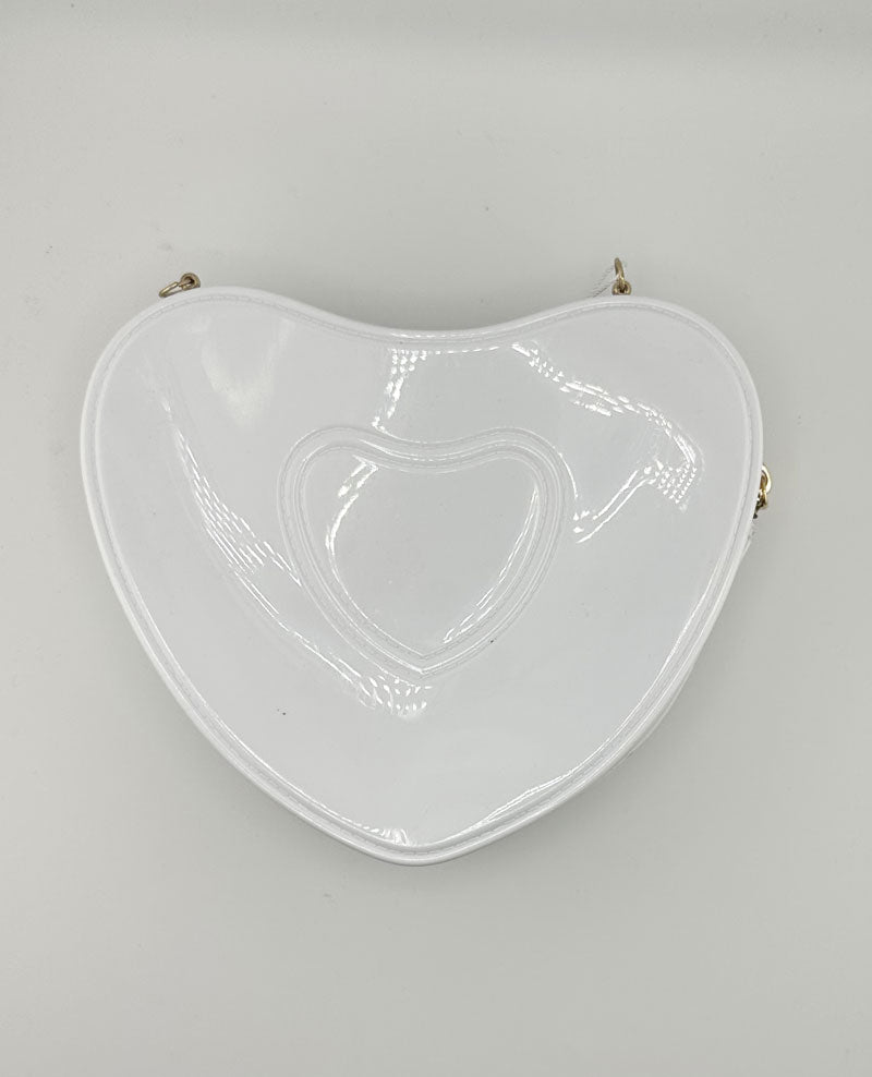 Borsa Bambina cuore lucida bianca