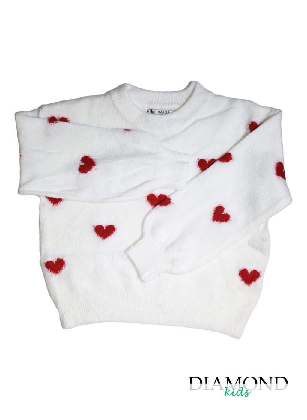 Maglioncino Bambina Cuori bianco