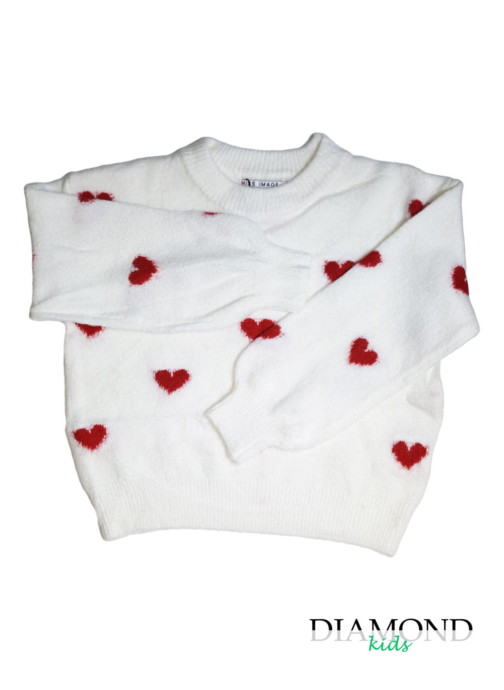 Maglioncino Bambina Cuori bianco