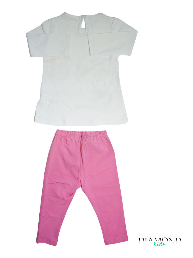 Completo Neonata Cute Cat bianco fucsia