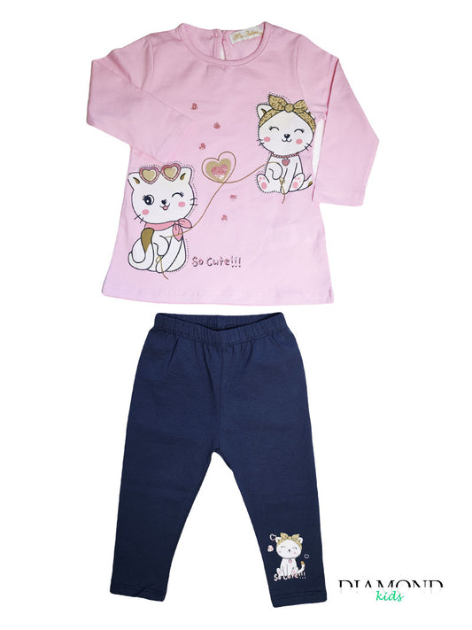 Completo Neonata Cute Cat rosa lilla