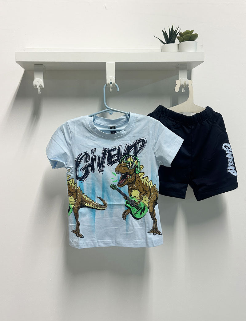 Completo Neonato Rock Dino celeste