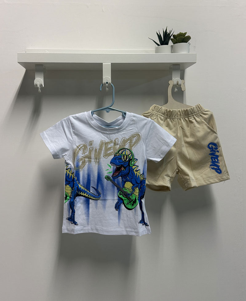 Completo Neonato Rock Dino bianco e beige