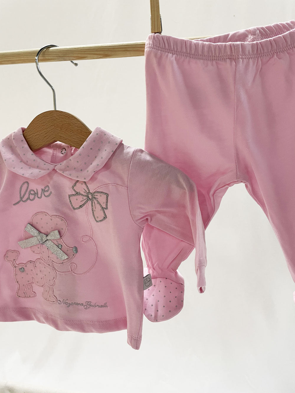 Pink Dog Baby Outfit