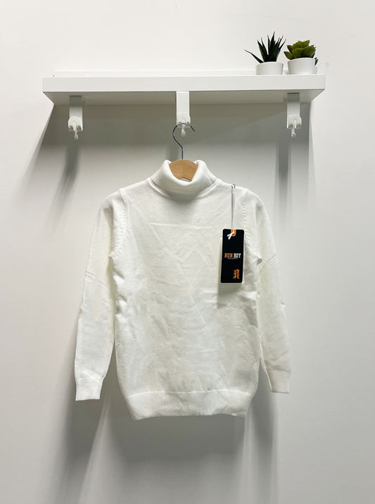 White Turtleneck Baby Sweater