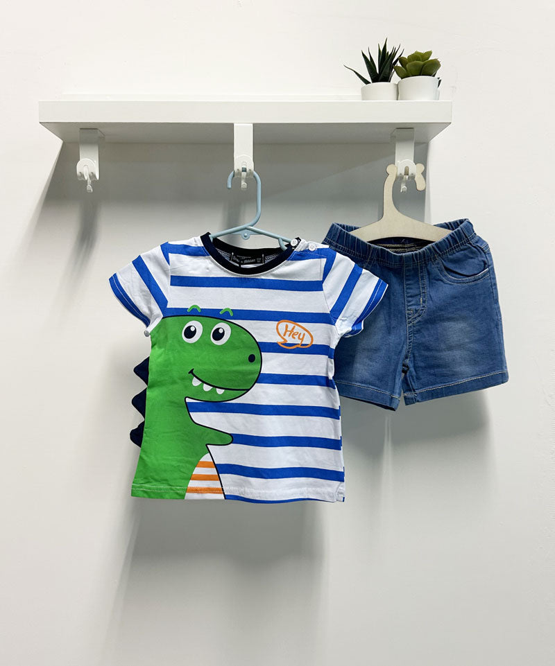 Completo Neonato Drago righe blu