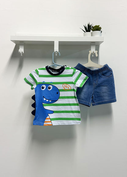 Completo Neonato Drago righe verde