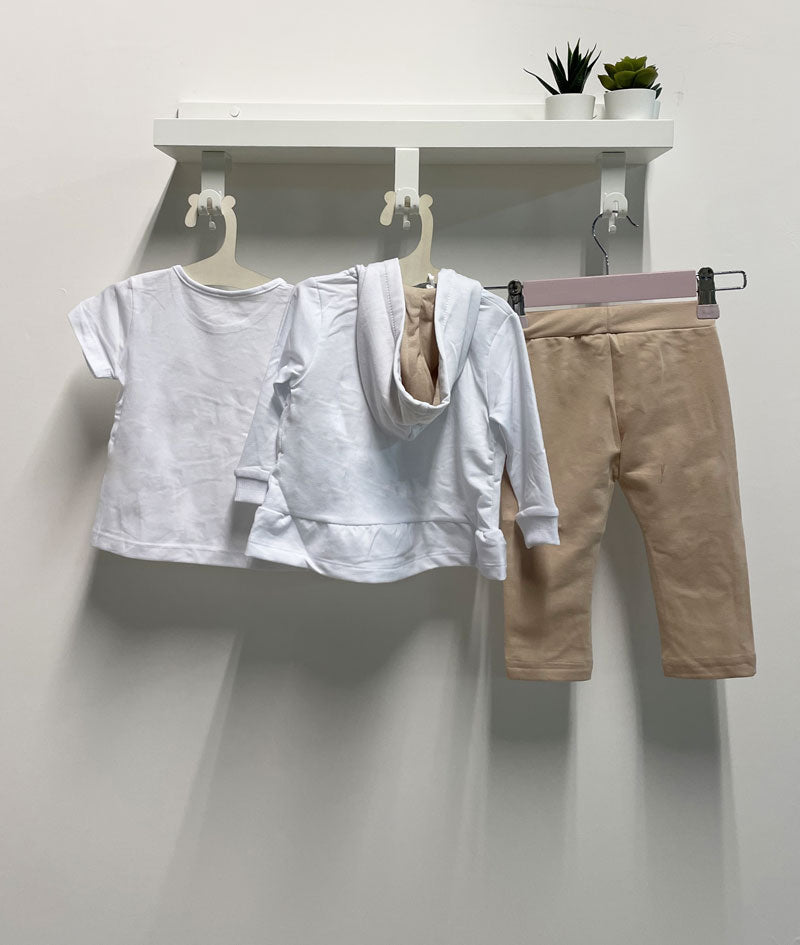 Completo Neonata Farfalla beige tre pezzi