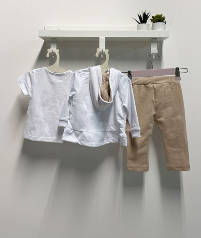 Completo Neonata Farfalla beige tre pezzi
