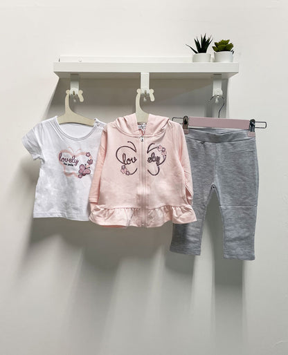 Completo Neonata Farfalla rosa tre pezzi