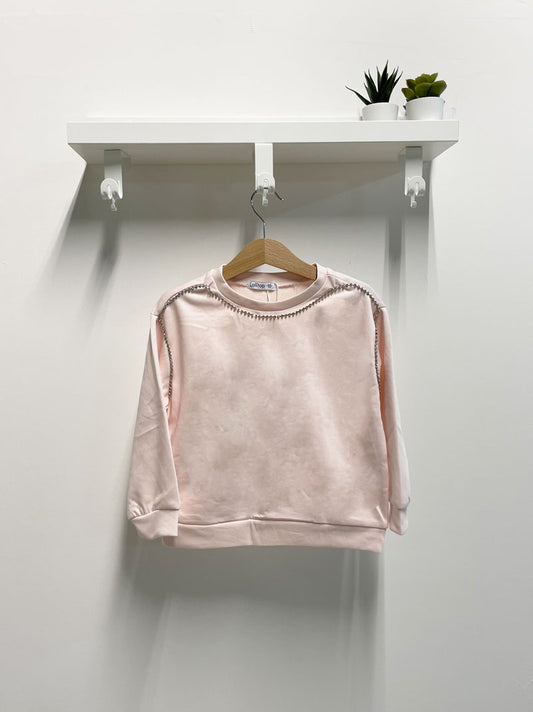 Felpa Bambina Strass rosa