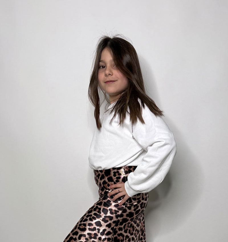 Felpa Bambina Strass bianca