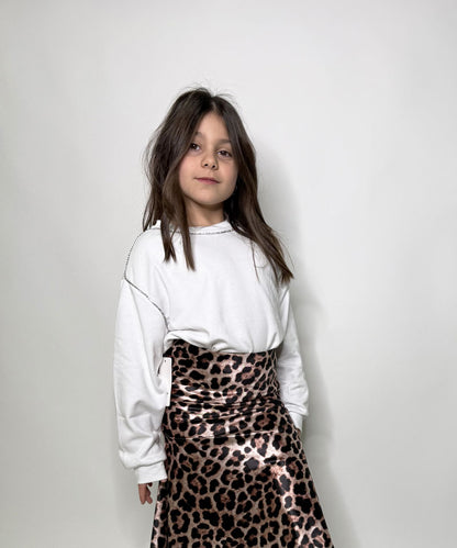Felpa Bambina Strass bianca