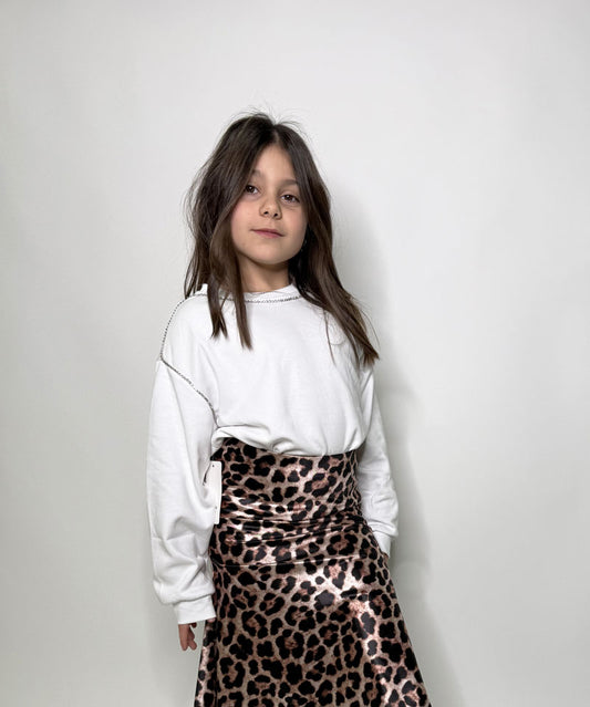 Felpa Bambina Strass bianca
