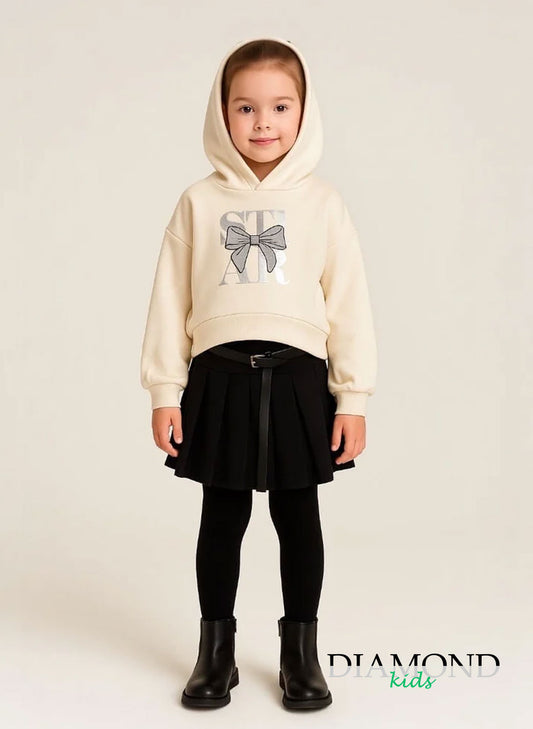 Completo Bambina fiocco bianco e nero