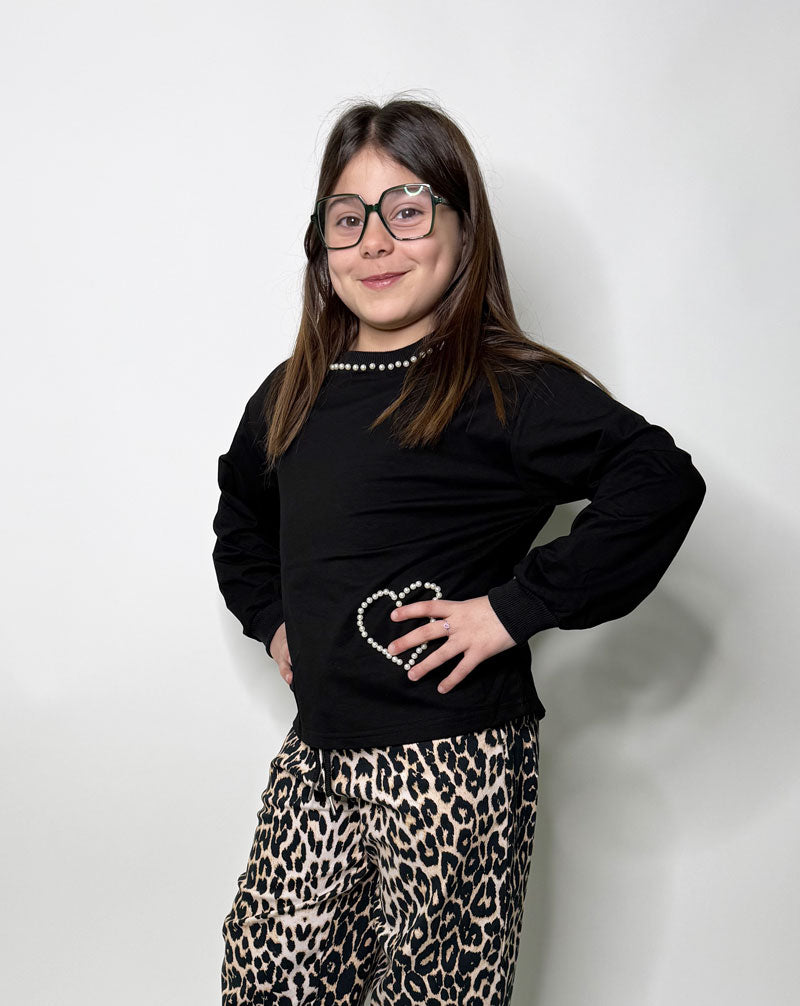 Felpa Bambina Perle nera