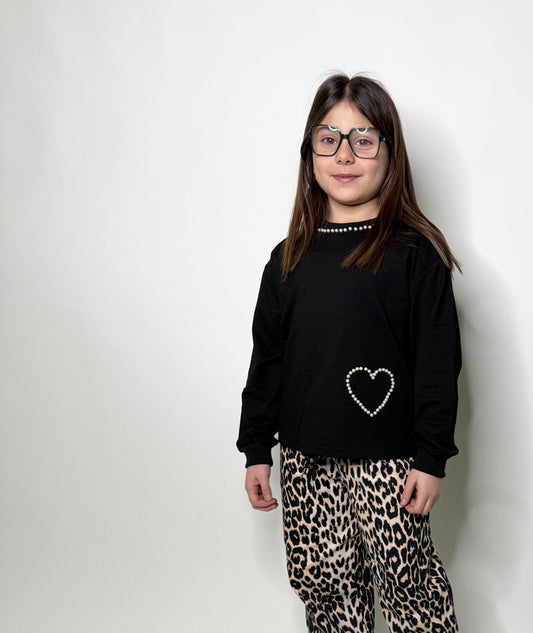 Felpa Bambina Perle nera
