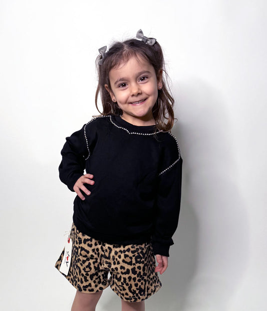 Felpa Bambina Strass nera