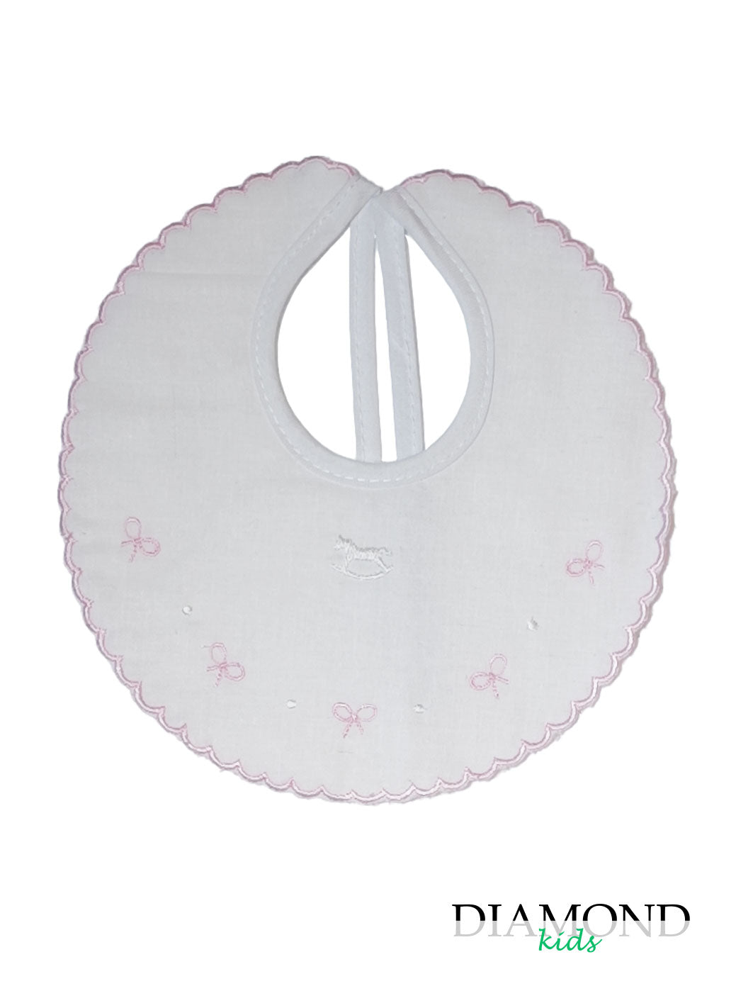 Bavetta Neonato Fiocchi bianca e rosa