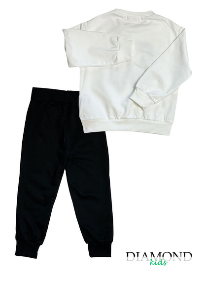 Completo Bambina Fiocco animalier bianco nero