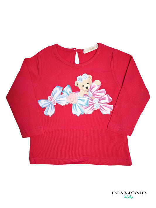 T-shirt Neonata bear fiocchi fucsia