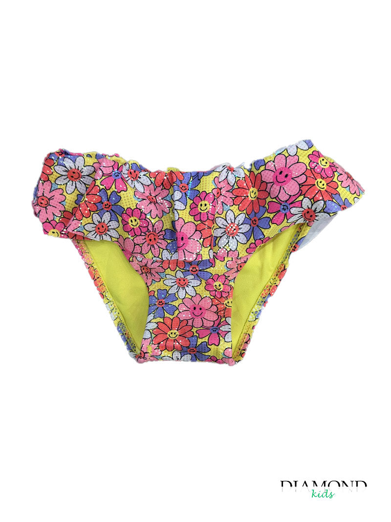 Costume Neonata fiori smile giallo
