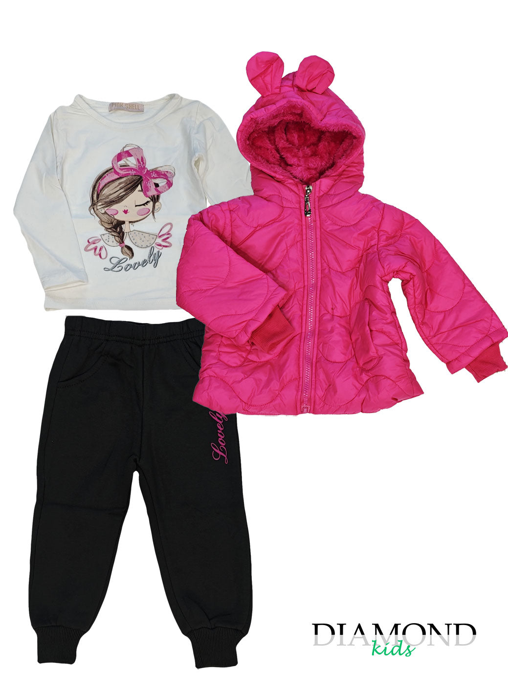 Completo Neonata Lovely bear fucsia