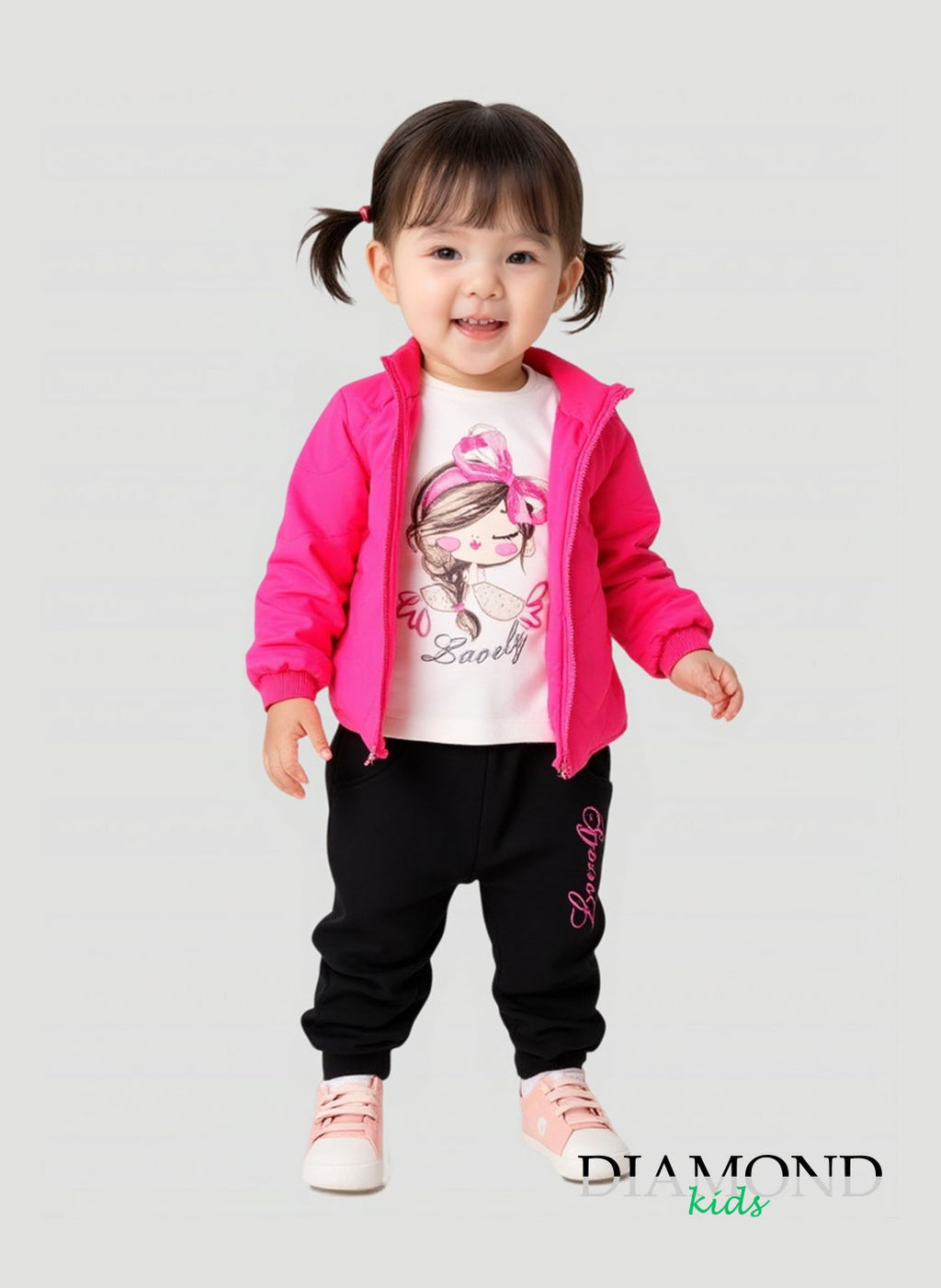 Completo Neonata Lovely bear fucsia