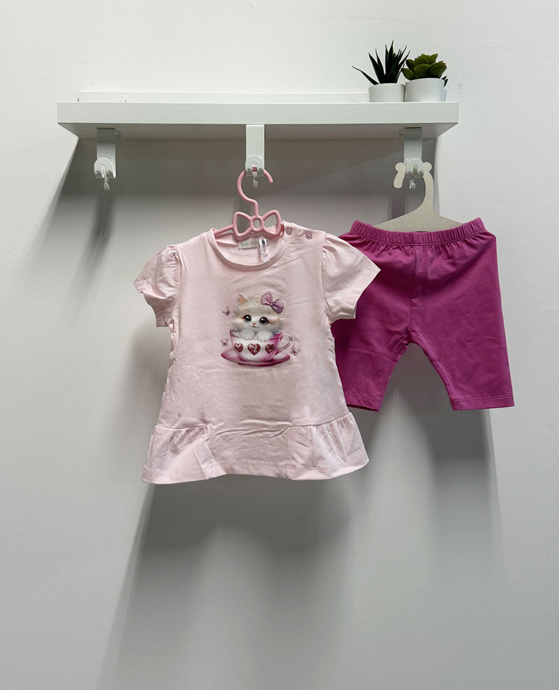 Completo Neonata Gattino rosa
