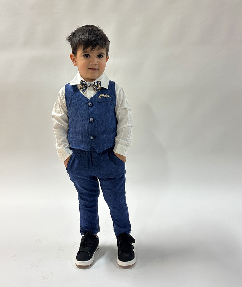 Completo Neonato Gilet blu denim