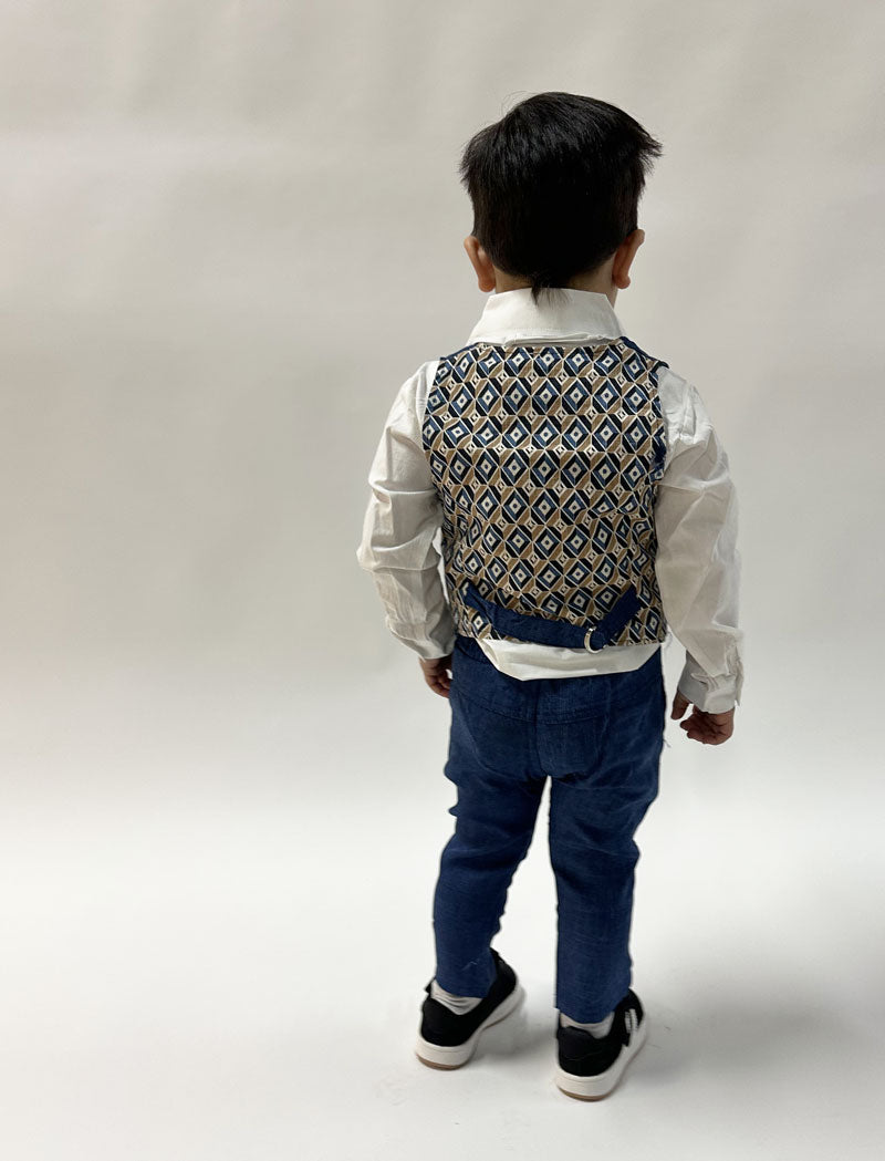Completo Neonato Gilet blu denim