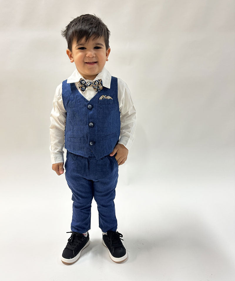 Completo Neonato Gilet blu denim