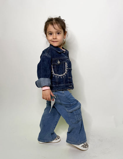 Giubbino Bambina jeans Sparkling blu