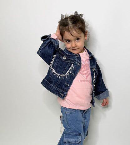 Giubbino Bambina jeans Sparkling blu