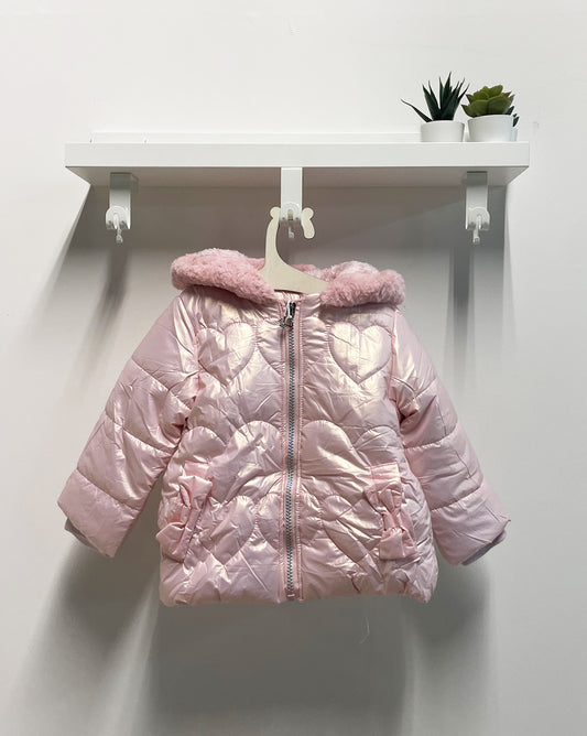 Bon ton pink baby jacket with hood and ears