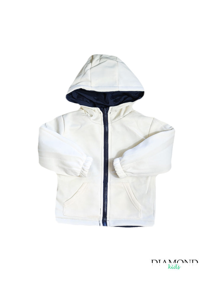 Giubbino Double Neonato blu e panna