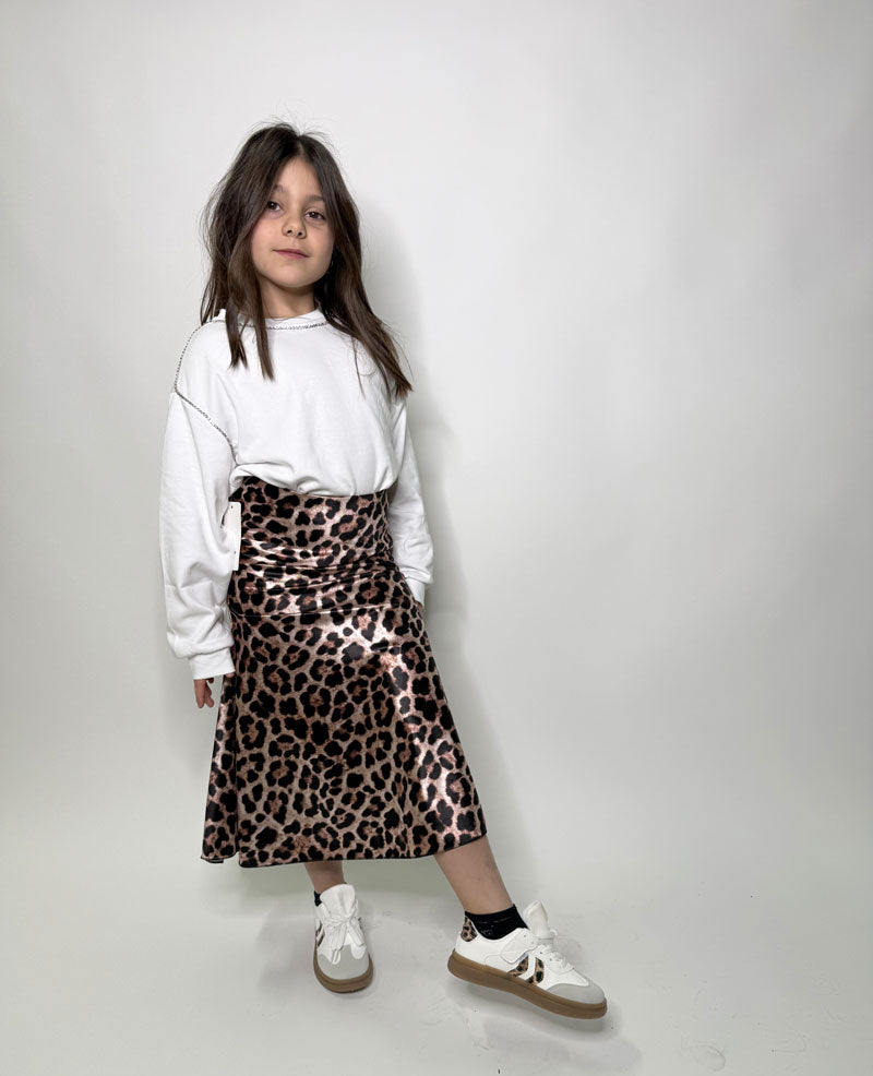 Gonna Bambina Jungle longuette raso
