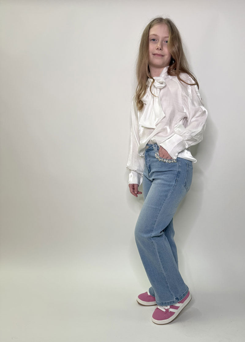 Jeans Bambina Strass blu chiaro cotone