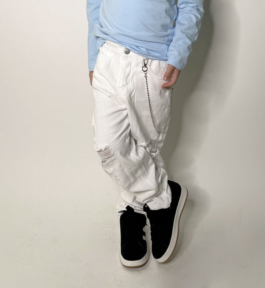 Pantalone Bambino Destroyed bianco