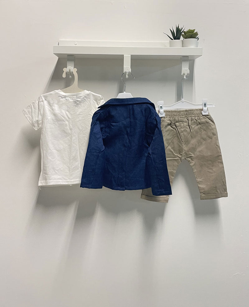 Completo Neonato Tasca blu beige
