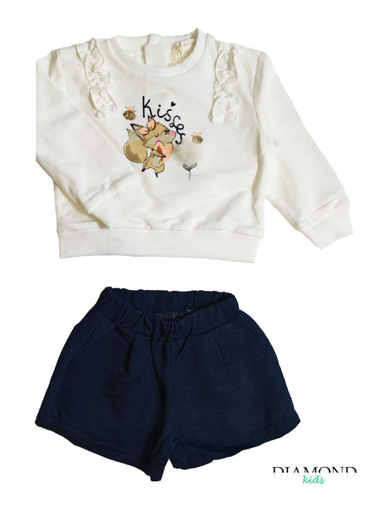 Completo Neonata Kiss bianco