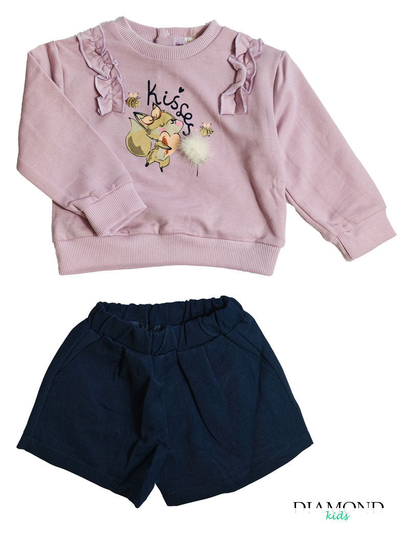 Completo Neonata Kiss malva rosa