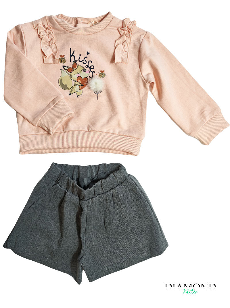 Completo Neonata Kiss rosa pesca