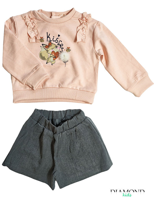 Completo Neonata Kiss rosa pesca
