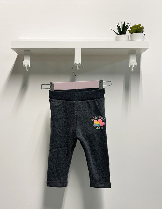Baby Leggings Hearts Plush Grey