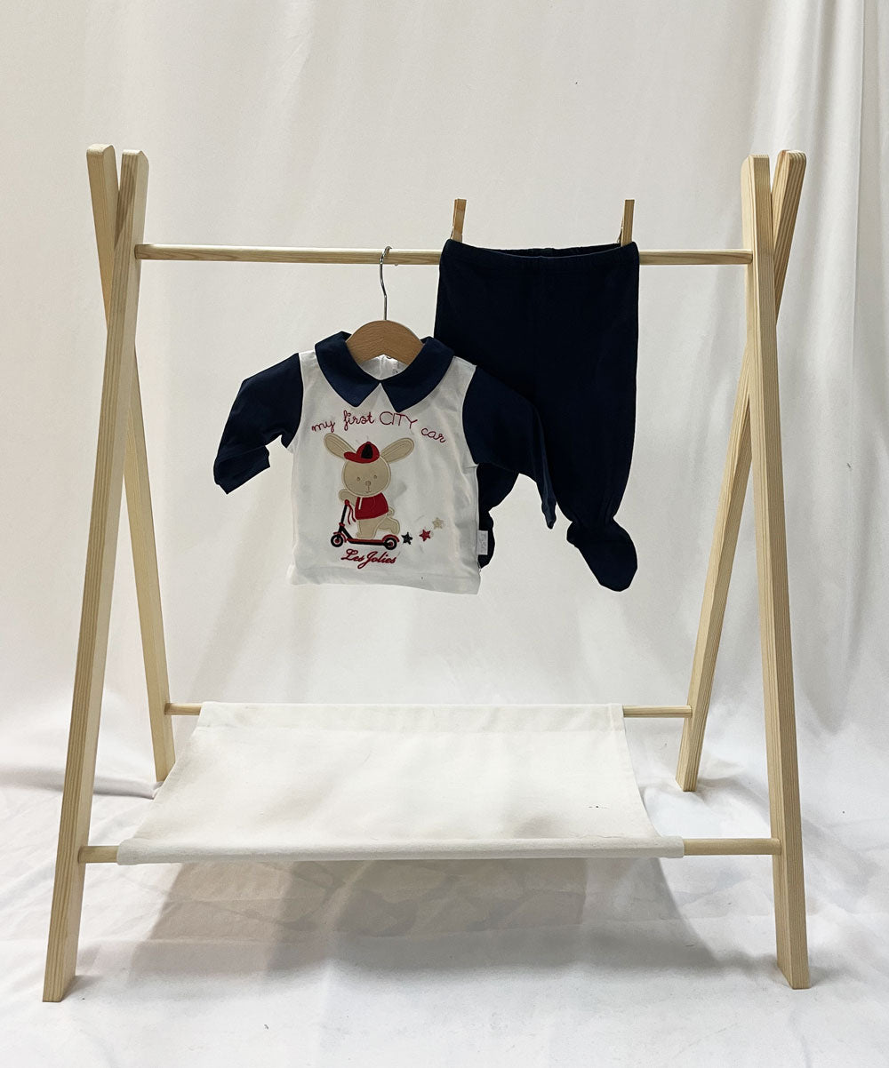 City Car Les Jolies Blue and White Baby Set