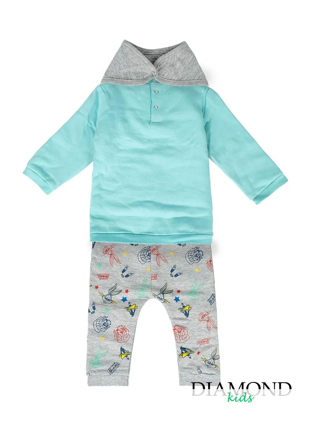 Completo Neonato Looney Tunes verde acqua
