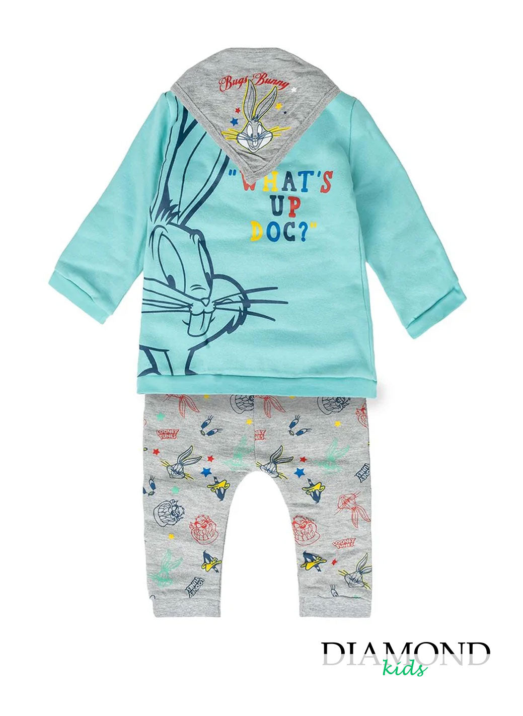 Completo Neonato Looney Tunes verde acqua